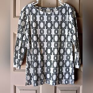 Geometric Black and White Blouse